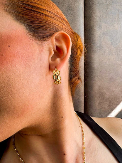 Arete Candongas Eslabones Oro Laminado 18k