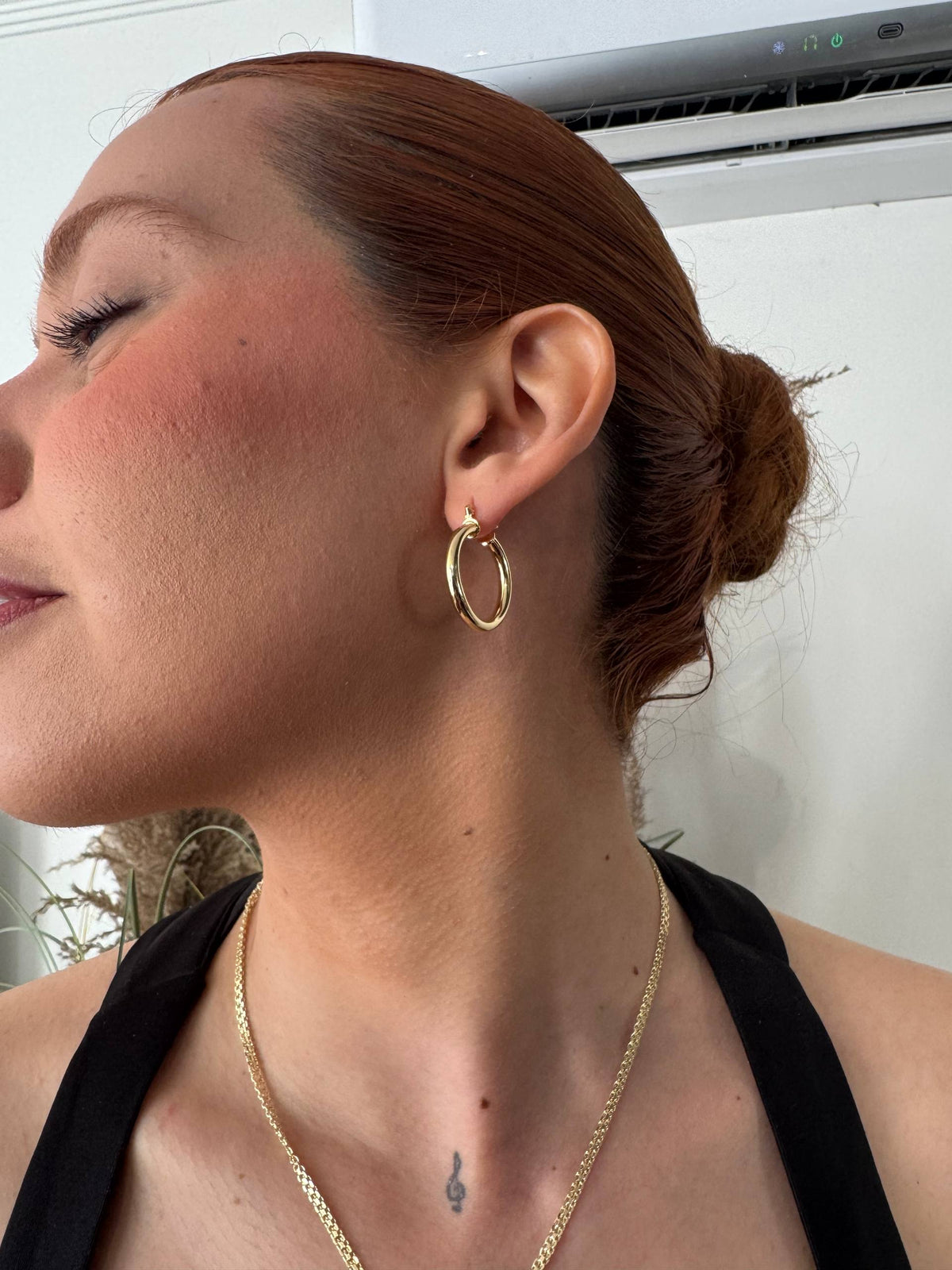 Aros Candonga Tubular 2.8cm Oro Laminado 18k