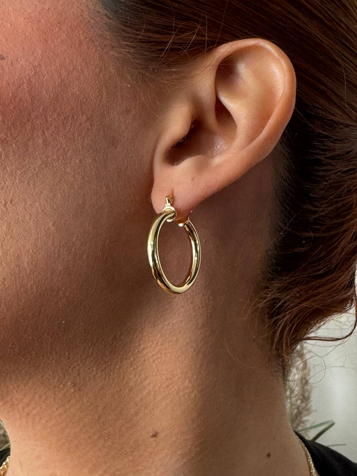 Aros Candonga Tubular 2.8cm Oro Laminado 18k