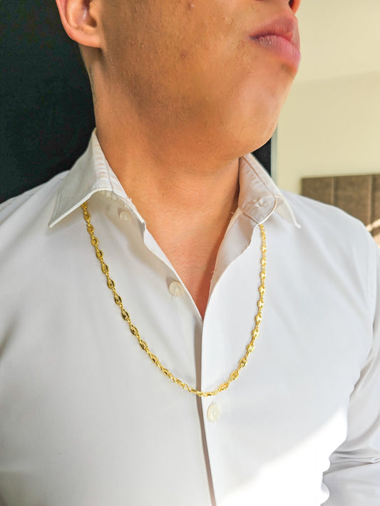 Cadena Tejido Gucci Semi Gruesa Oro Laminado 18k