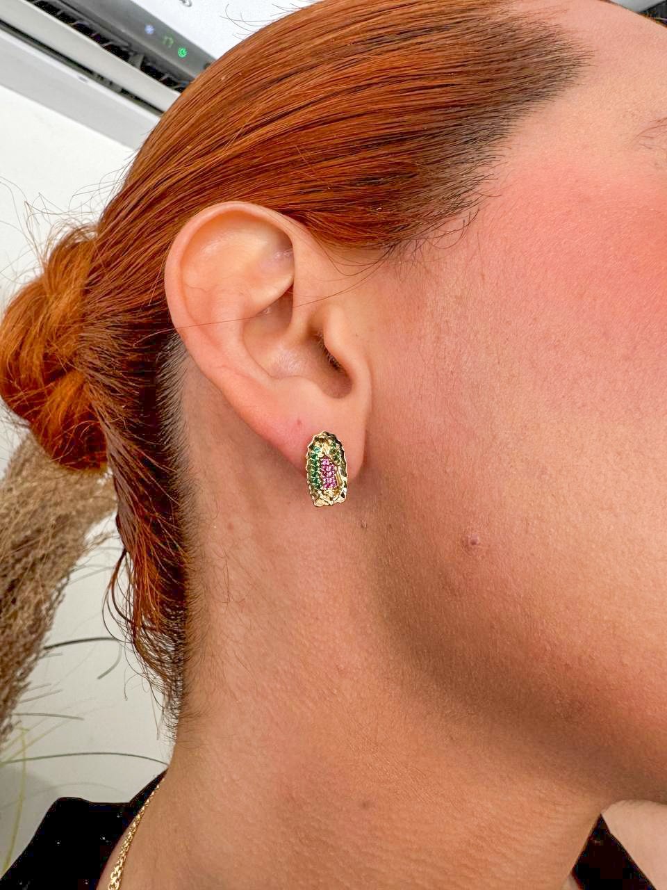 Aros Guadalupe Colors Adiamantada Oro Laminado 18k