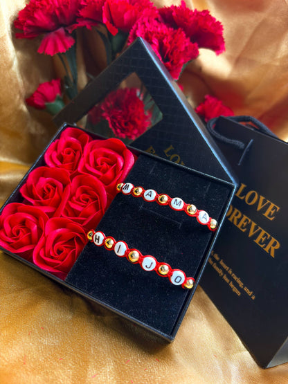 Especial Día de la Madre Brazalete Rojo Hijo-Mama Balín Oro Laminado 18k