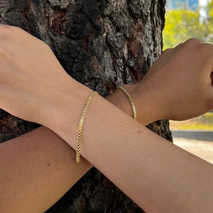 Conjunto de Pulsera Tejido Chino X2 Oro Laminado 18k