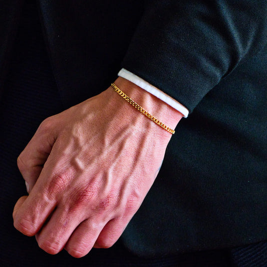 Pulsera Tejido Cubano Semi-Delgado Oro Laminado 18k