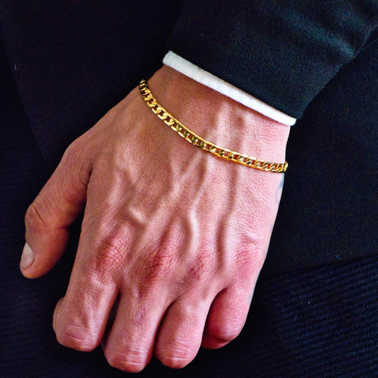 Pulsera Cubano Plano Oro Laminado 18k