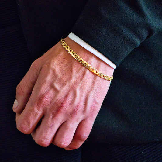 Pulsera Cubana Cruzada Oro Laminado 18k