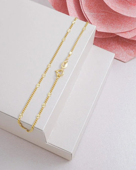 Tobillera Cubana Destellos Sol Oro Laminado 18k