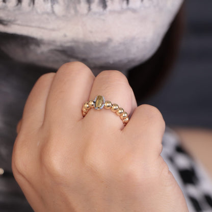 Anillo Dorado Con Balin Oro Laminado 18k