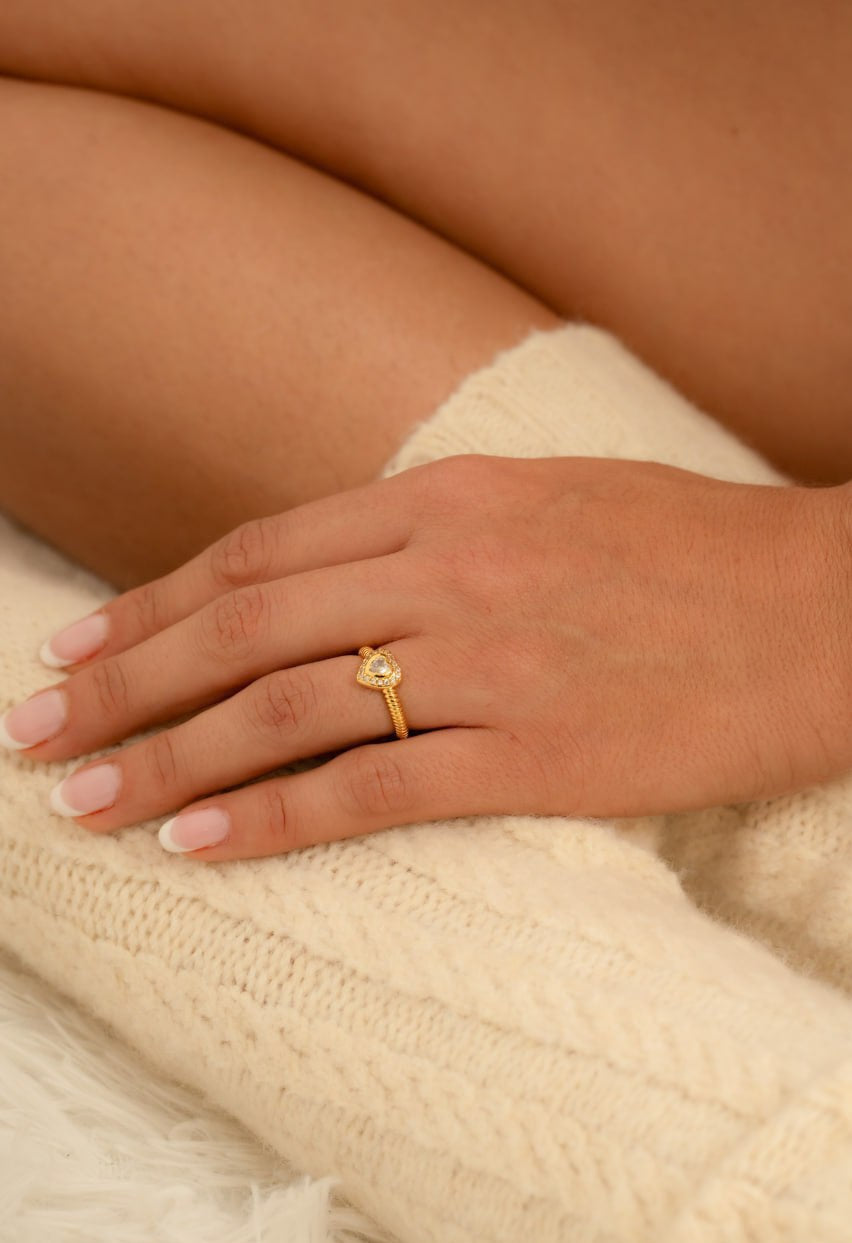 Anillo Cristal Love Oro Laminado 18k