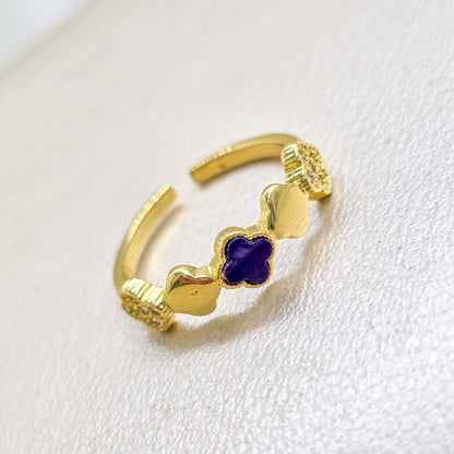 Anillo Duality Clover Ajustable Oro Laminado 18k