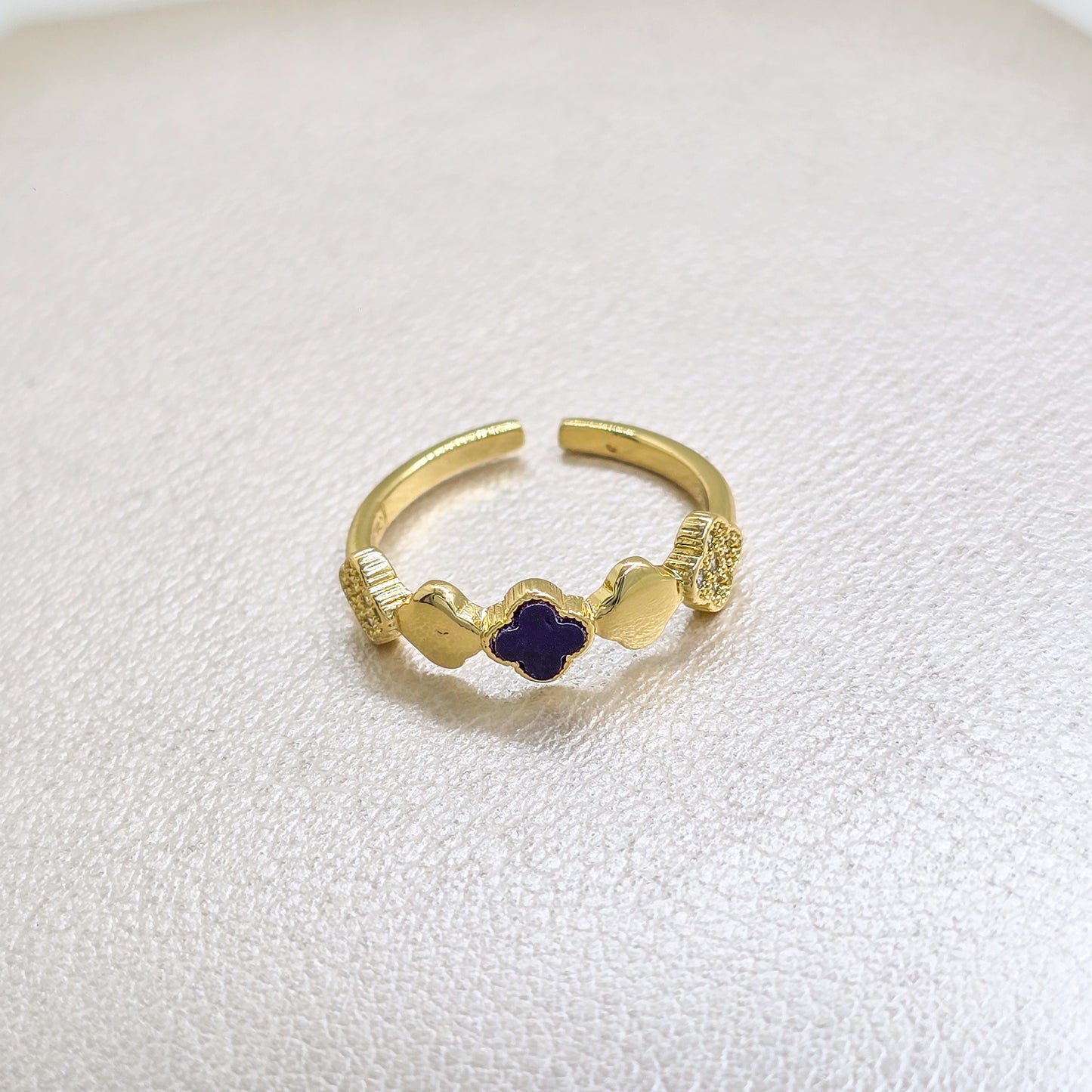 Anillo Duality Clover Ajustable Oro Laminado 18k