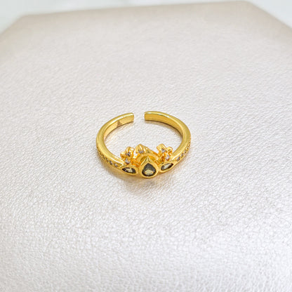 Anillo Green Bloom Ajustable Oro Laminado 18k