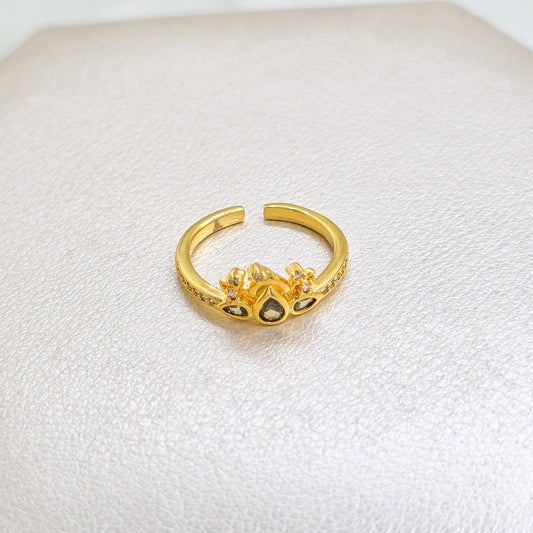 Anillo Green Bloom Ajustable Oro Laminado 18k