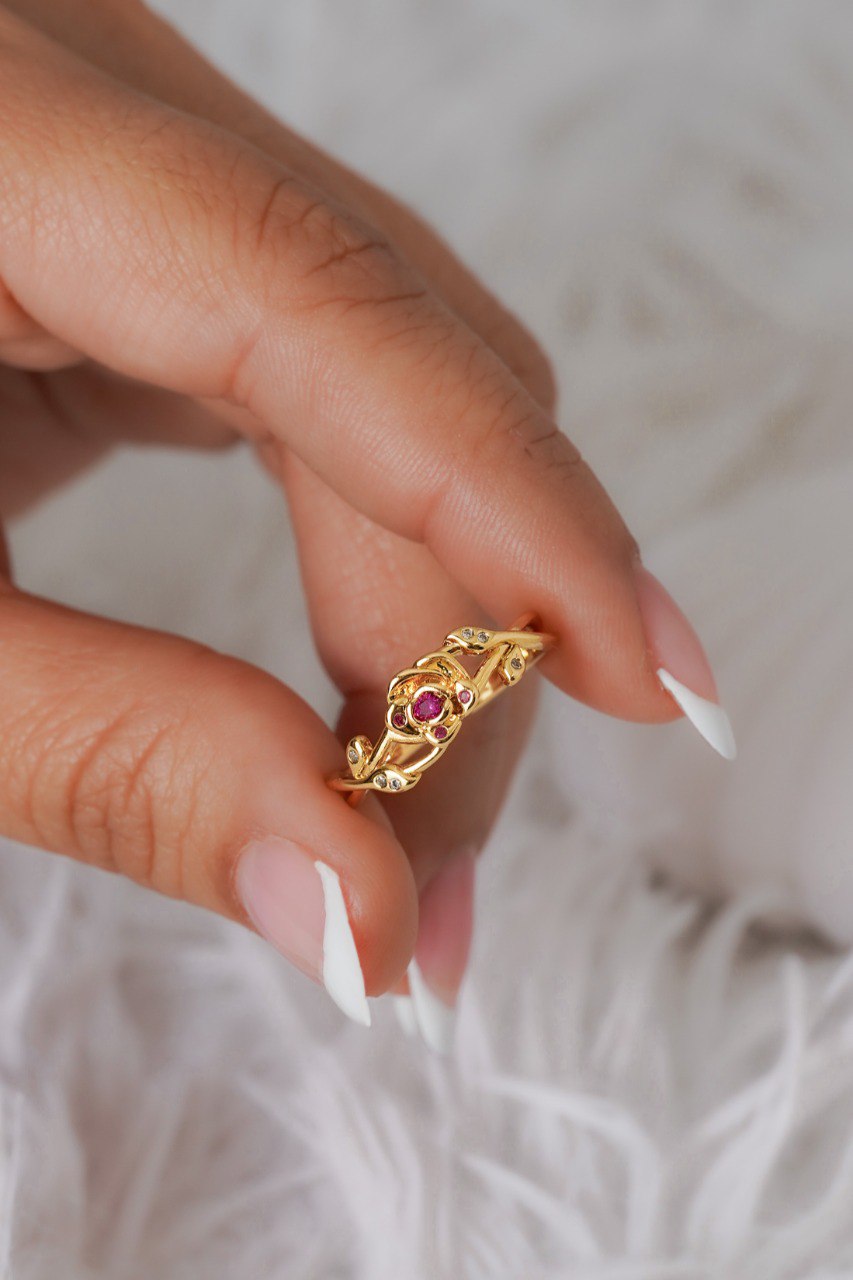 Anillo Rose Crown Ajustable Oro Laminado 18k