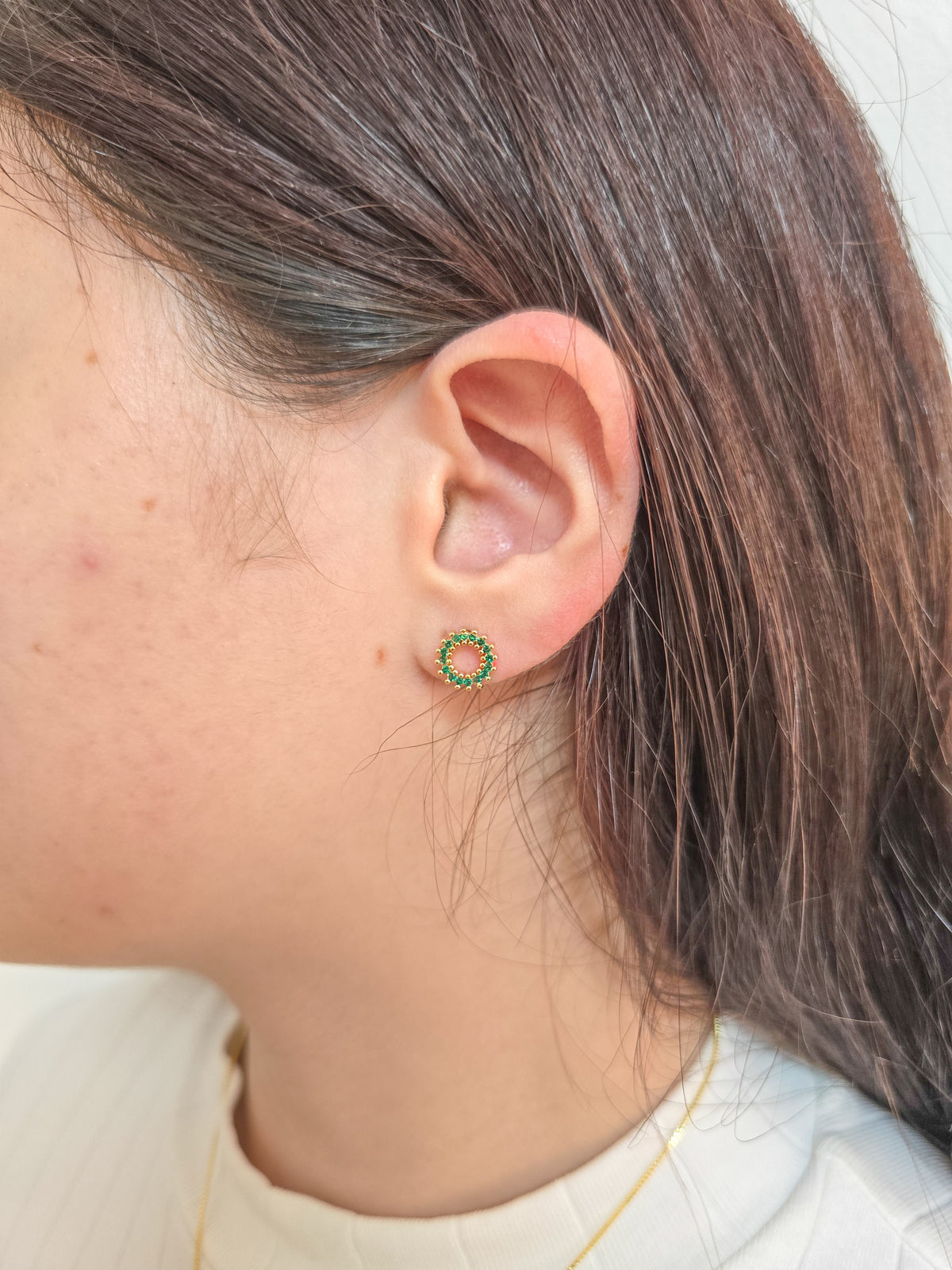 Arete Rainbow Verde Oro Laminado 18k