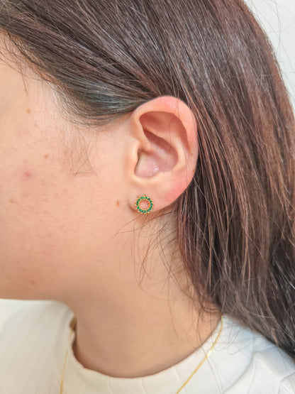 Arete Rainbow Verde Oro Laminado 18k