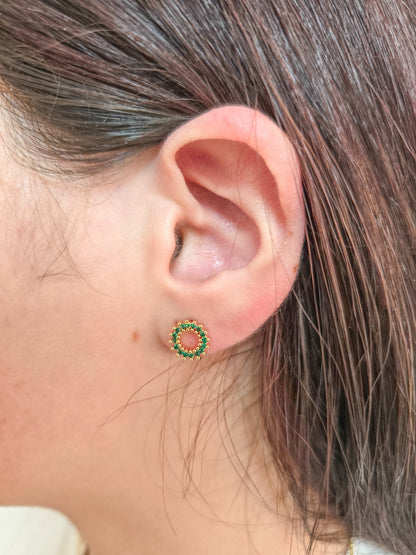 Arete Rainbow Verde Oro Laminado 18k