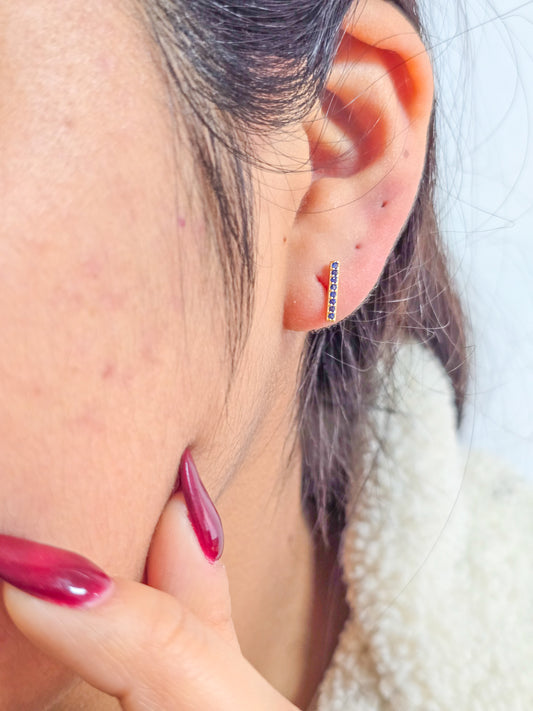 Arete Rainbow Line Turqui Oro Laminado18k