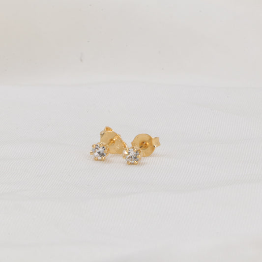 Arete Topo Chispa Circonia Oro Laminado 18k