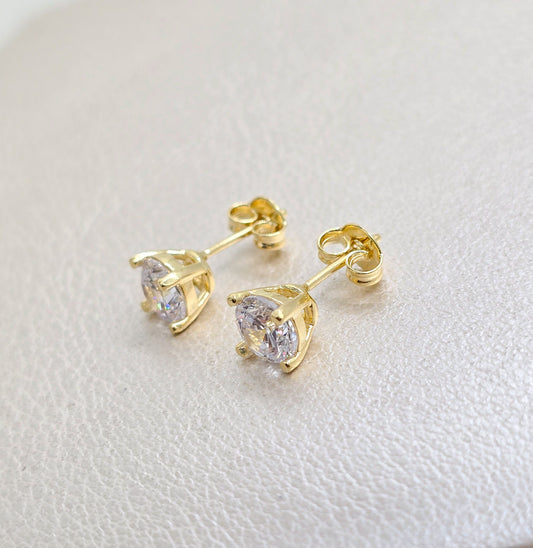 Arete Topo Swarovski Cuatro Puntos Oro Laminado 18k