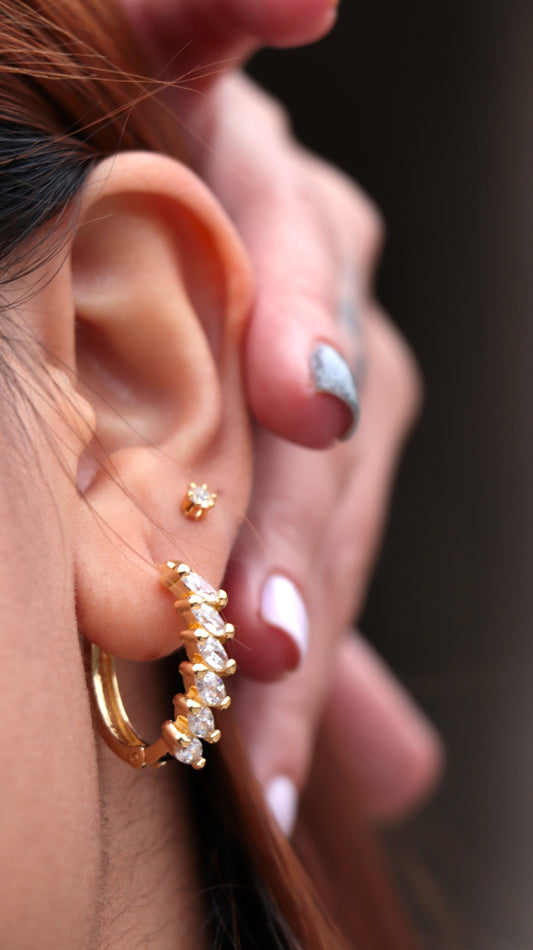 Arete Candonga Presión Cristal Erupsa Oro Laminado 18k