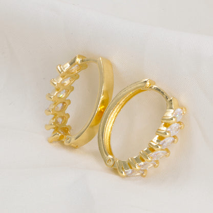 Arete Candonga Presión Cristal Erupsa Oro Laminado 18k