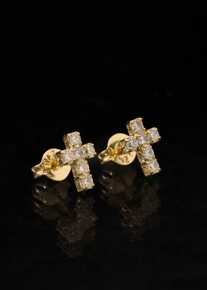 Arete Cruz Seis Circonias Oro Laminado 18k