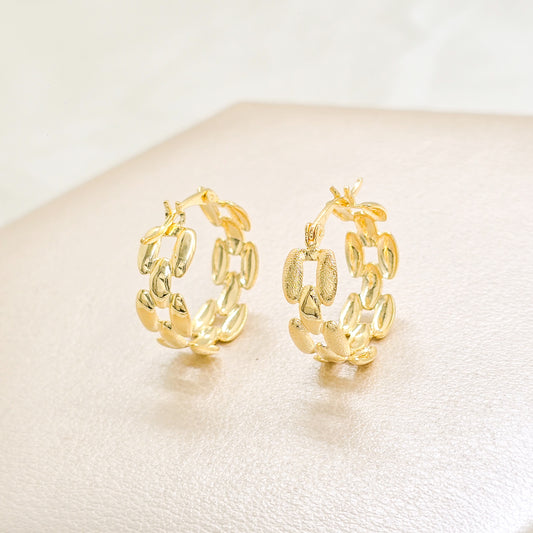 Arete Candongas Eslabones Oro Laminado 18k