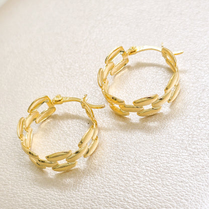 Arete Candongas Eslabones Oro Laminado 18k