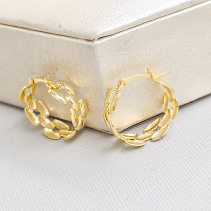 Arete Candongas Eslabones Oro Laminado 18k