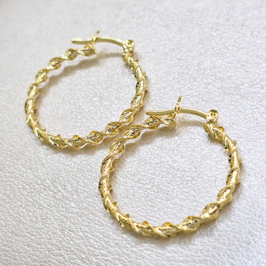 Aros Candonga Torneada 2.9cm Oro Laminado 18k