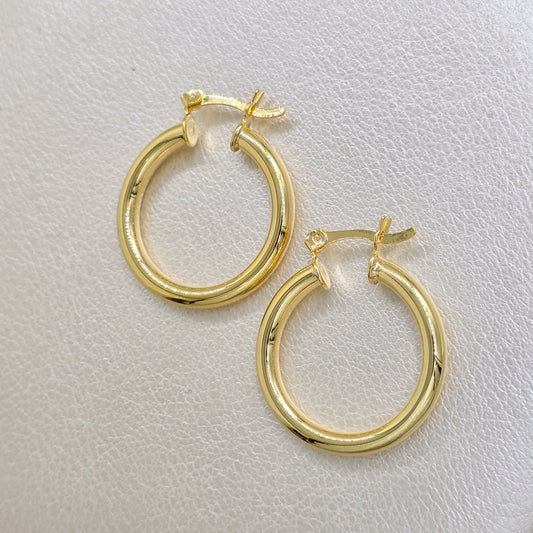 Aros Candonga Tubular 2.8cm Oro Laminado 18k