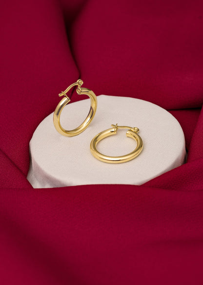 Aros Candonga Tubular 2.8cm Oro Laminado 18k