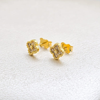 Aros Clover Circonias Punto Oro Laminado 18k