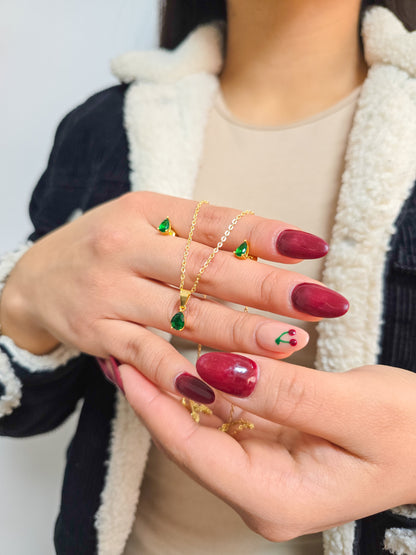 Set Cadena Tejido Aros Delgada, Dije Gota Only - Arete Gota Only Oro Laminado 18k