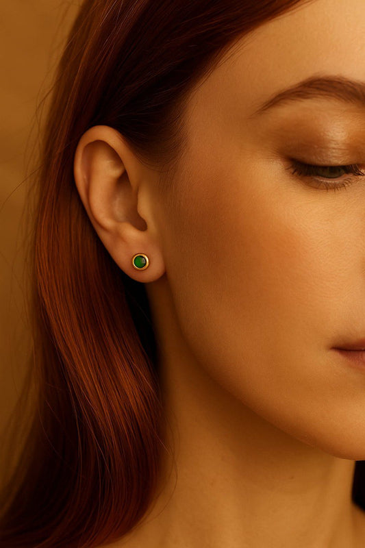 Arete Topos Green Circle Oro Laminado 18k