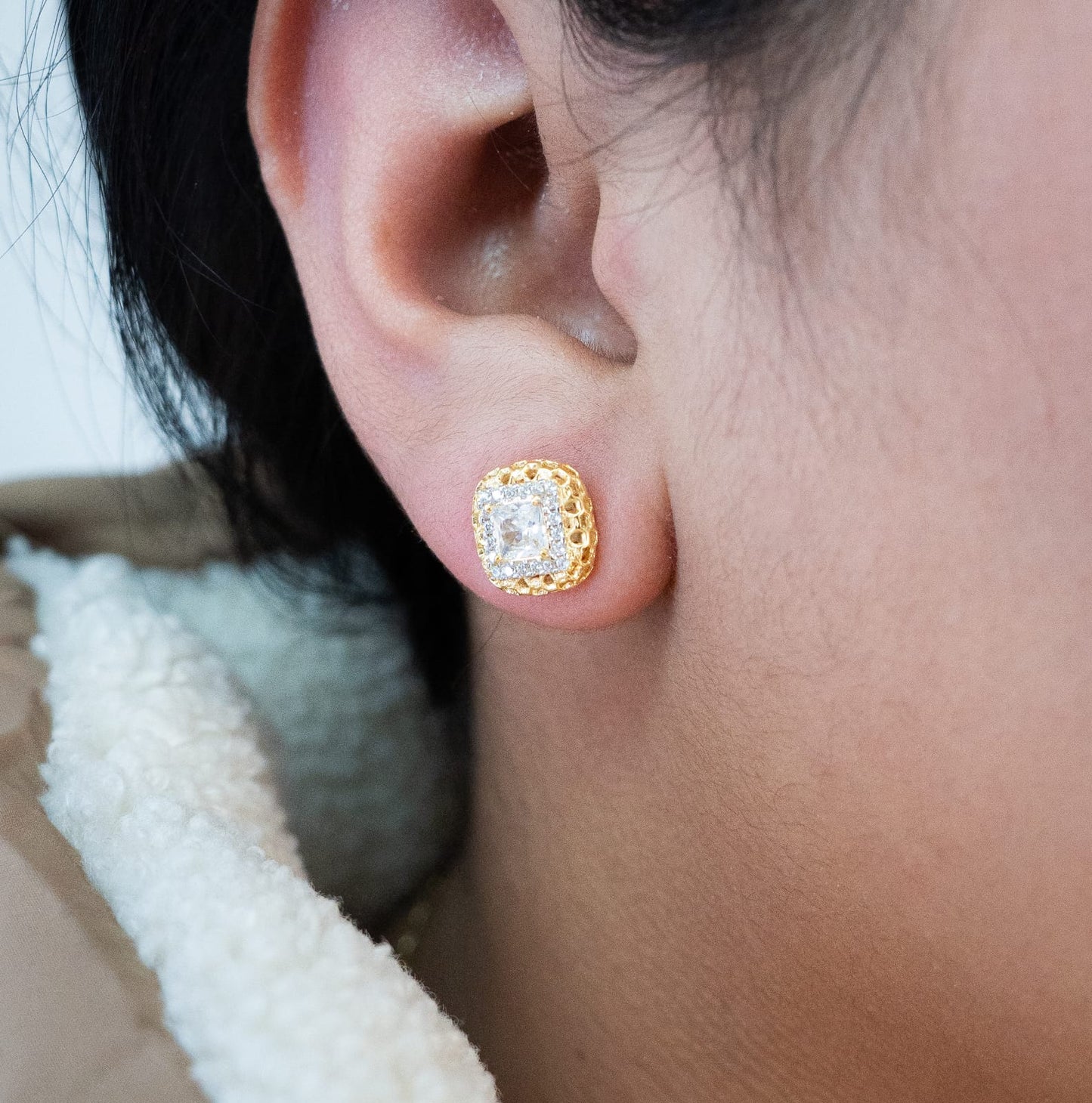 Aros Luxo 1cm Circonia Oro Laminaod 18k
