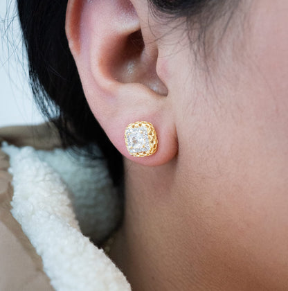 Aros Luxo 1cm Circonia Oro Laminaod 18k