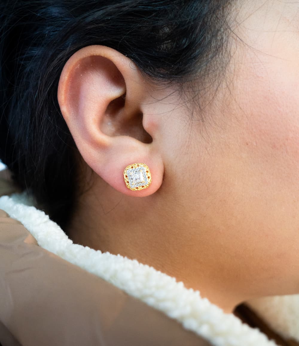 Aros Luxo 1cm Circonia Oro Laminaod 18k