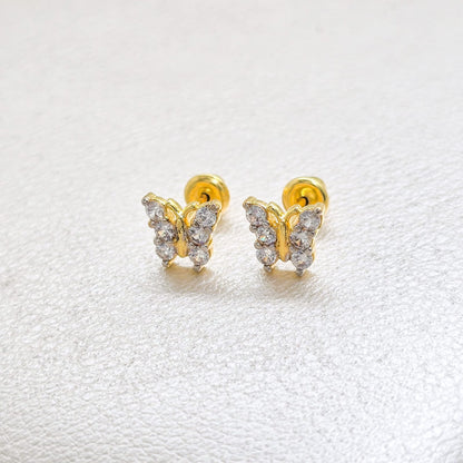 Aros Mariposa Pequeña Oro Laminado 18k