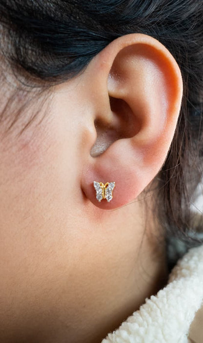 Aros Mariposa Pequeña Oro Laminado 18k