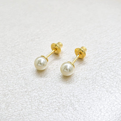 Aros Topo Perla 5mm Oro Laminado 18k