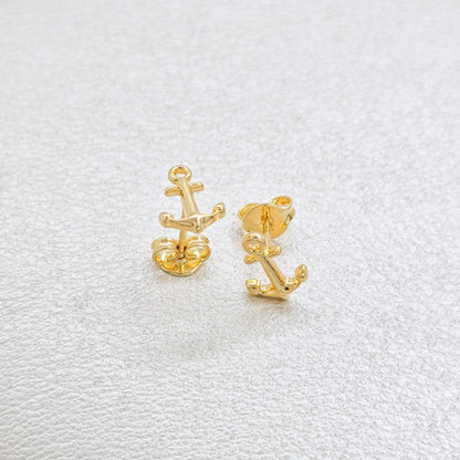 Arete Ancla de Mar Oro Laminado 18k