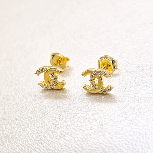 Aros Chanel Con Circonias Oro Laminado 18k