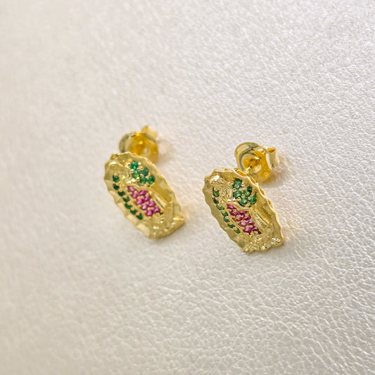 Aros Guadalupe Colors Adiamantada Oro Laminado 18k