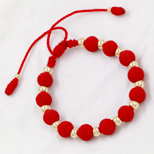 Brazalete Rojo Balín Oro Laminado 18k