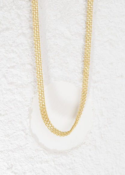 Cadena Tejido Chino Doble Carril Oro Laminado 18k