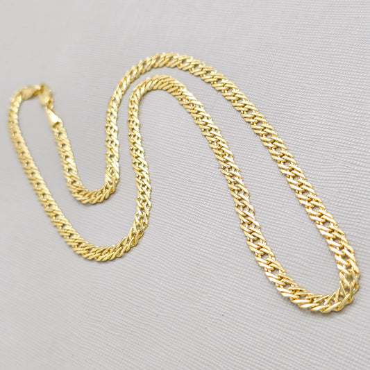 Cadena Cubana Cruzada Gruesa Oro Laminado 18k