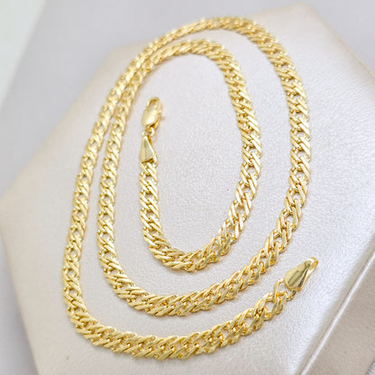 Cadena Cubana Cruzada Gruesa Oro Laminado 18k