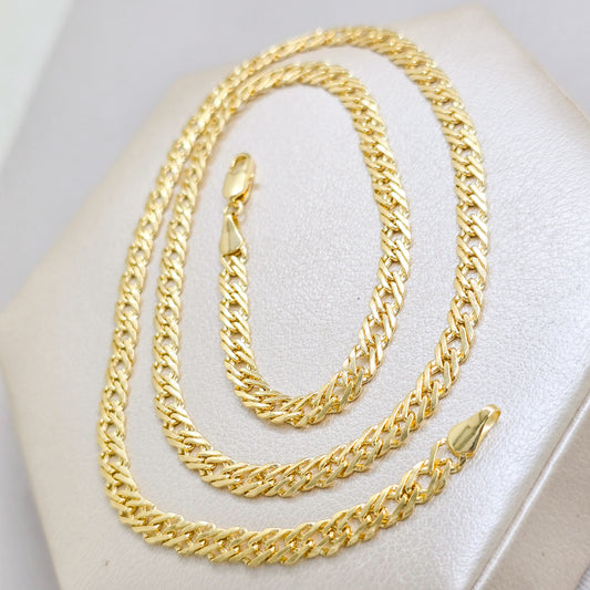 Cadena Cubana Cruzada Gruesa Oro Laminado 18k